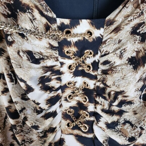 Vintage Caché Y2K Animal Print Bodycon Dress Pinup Fitted size S Cocktail Chic - Picture 8 of 15